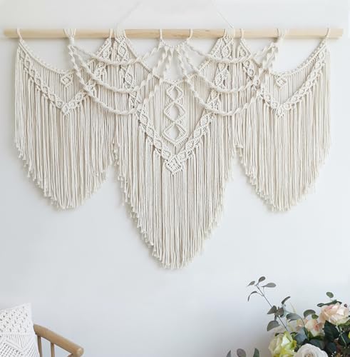 Achart Large Boho Macrame Wall Hanging - Handwoven Cotton Tapestry Decor