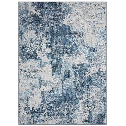 Modern Abstract 8x10 Washable Area Rug: Soft, Anti-Slip, Stain-Resistant Carpet