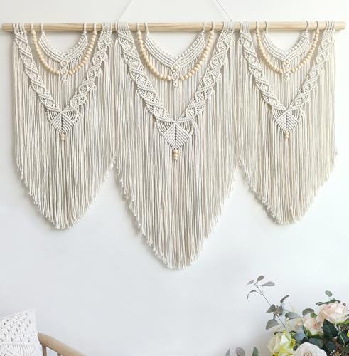 Achart Large Boho Macrame Wall Hanging - Handwoven Cotton Tapestry Decor