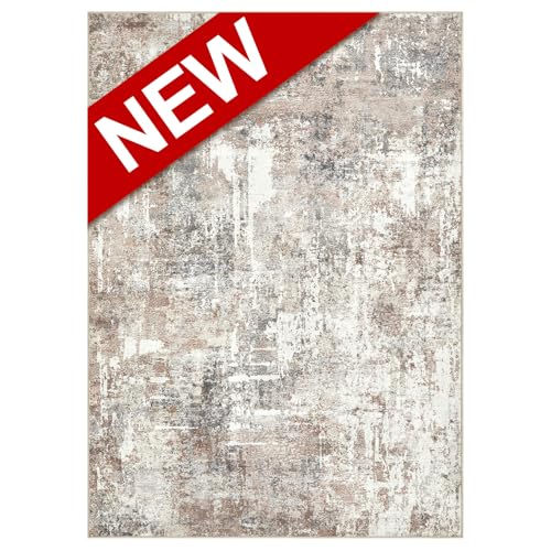 LOONGRUG Washable Abstract Gray Gold Area Rug: Soft, Stain-Resistant Non-Slip 5x7