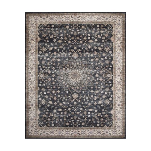 Luxury Washable Faux Wool Area Rug: Ultra Soft, Non-Slip Vintage Print