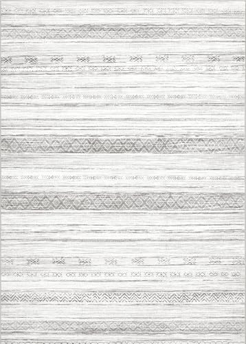 Boraya 5x7 Washable Boho Moroccan Farmhouse Rug – Ultra Soft Geometric Area Carpet