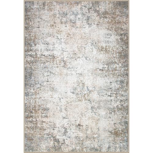 Washable Modern Abstract Soft Thin Area Rug for Living Room, Bedroom