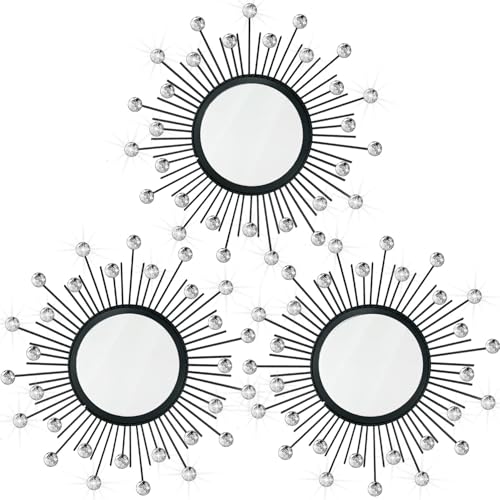3-Pack Gold Sunburst Metal Wall Mirrors for Living Room Entryway Decor