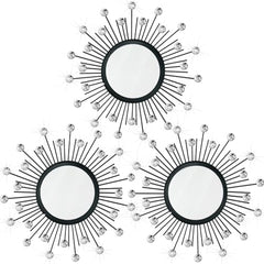 3-Pack Gold Sunburst Metal Wall Mirrors for Living Room Entryway Decor