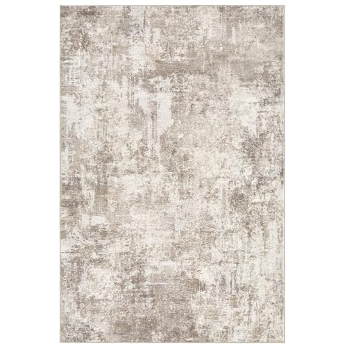 LOONGRUG Washable Abstract Gray Gold Area Rug: Soft, Stain-Resistant Non-Slip 5x7