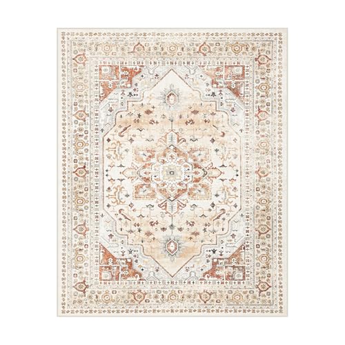 Luxury Washable Faux Wool Area Rug: Ultra Soft, Non-Slip Vintage Print