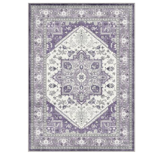 Luxurious Soft Faux Cashmere 5x7 Area Rug - Washable, Non-Slip, Low Pile