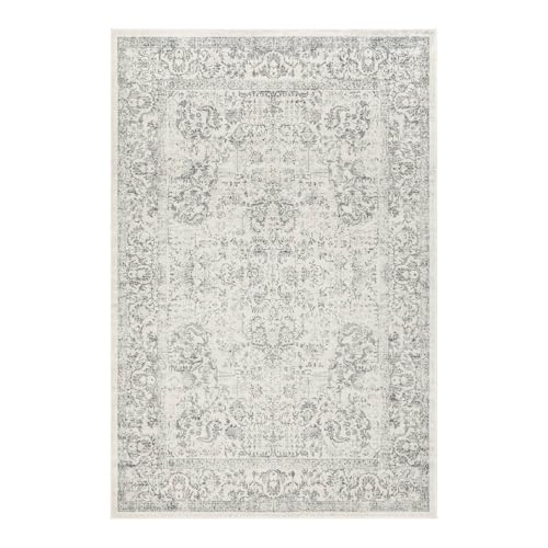 Rugxara Vintage Boho Washable Area Rug 5x7, Light Blue Grey, Non-Slip, Low Pile