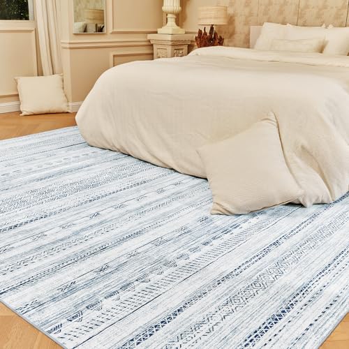 Ultra Soft Machine Washable Boho Living Room Area Rug 5x7 Grey