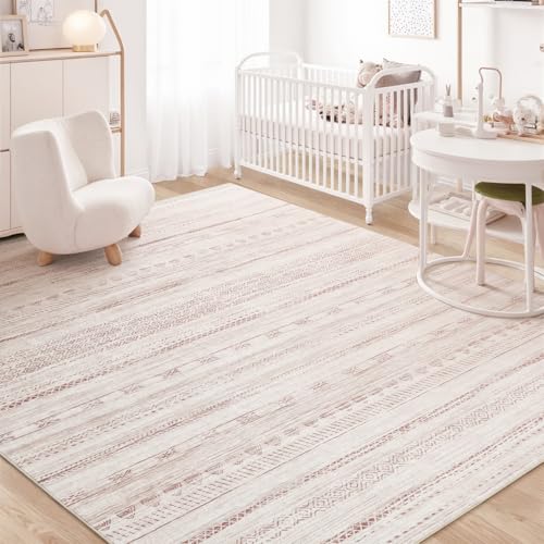 Ultra Soft Machine Washable Boho Living Room Area Rug 5x7 Grey