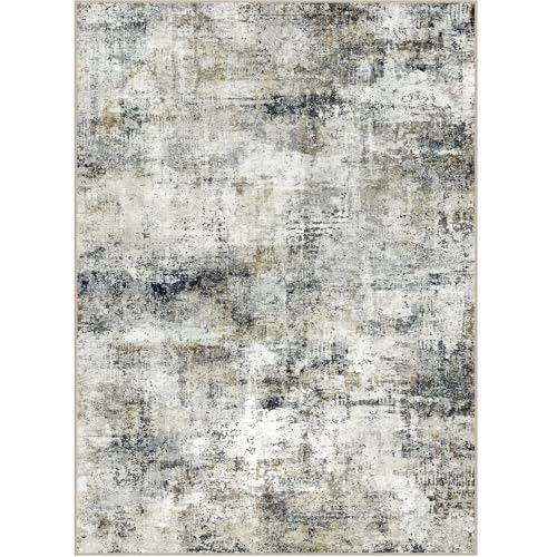 Modern Abstract 8x10 Washable Area Rug: Soft, Anti-Slip, Stain-Resistant Carpet