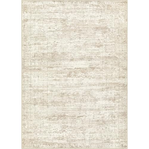 Washable Modern Abstract Area Rug: Soft, Non-Slip, Brown Grey