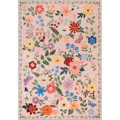 Large 8x10 Floral Washable Area Rug - Vintage Boho, Soft, Non-Slip, Stain Resistant
