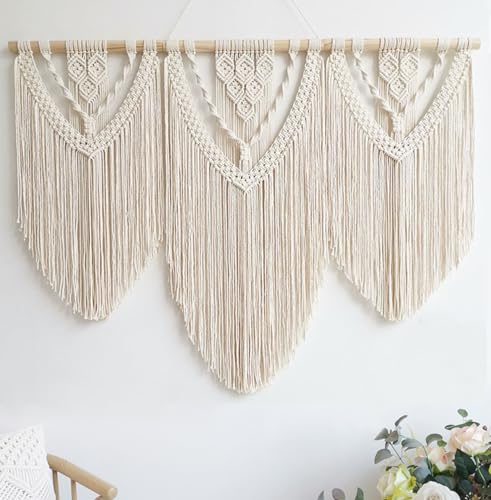 Achart Large Boho Macrame Wall Hanging - Handwoven Cotton Tapestry Decor