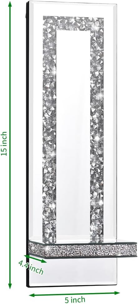 Sparkling Crystal Crush Diamond Mirrored Wall Sconces - Set of 2
