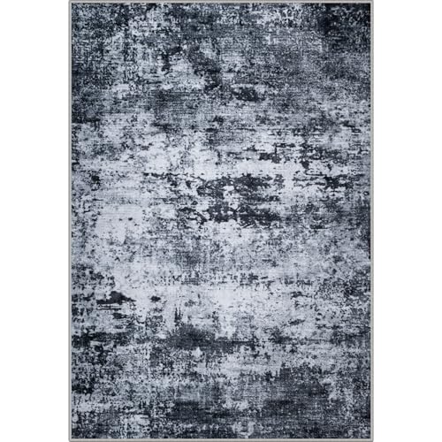 Washable Modern Abstract Soft Thin Area Rug for Living Room, Bedroom