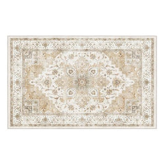 AMADA 8x10 Washable Area Rug: Low-Profile, Non-Slip, Vintage Floral Design