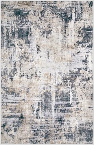 Modern Abstract Washable Area Rug 6x9: Soft, Non-Slip, Stain Resistant for Living Room