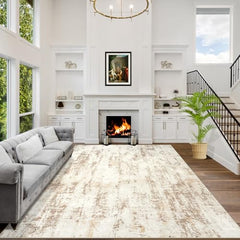 Large Washable 8x10 Area Rug: Modern Abstract Soft Anti-Skid Carpet for Home