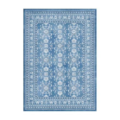 Lessymo Vintage Brown Distressed Floral Area Rug, Machine Washable Non-Slip Carpet
