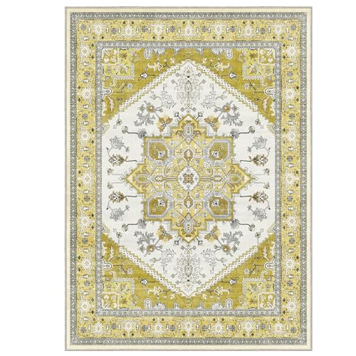 Luxurious Soft Faux Cashmere 5x7 Area Rug - Washable, Non-Slip, Low Pile