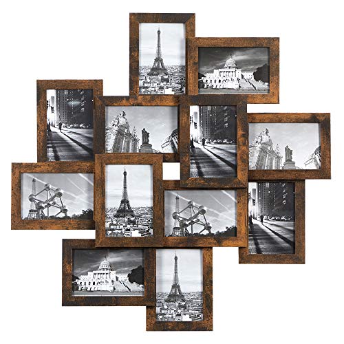 SONGMICS 12-Pack 4x6 Rustic Brown Collage Picture Frames, Glass Front