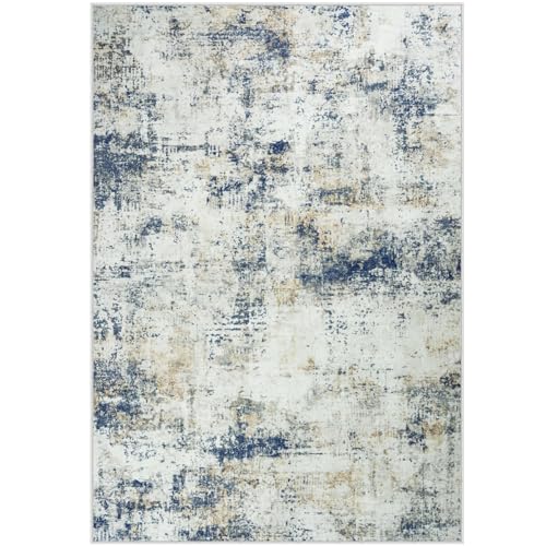 Modern Abstract 8x10 Washable Area Rug: Soft, Anti-Slip, Stain-Resistant Carpet