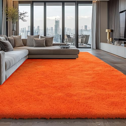 Boshengya Ultra Soft Fluffy Shag Area Rug, Tie-Dye Grey, Cozy Bedroom Living Room