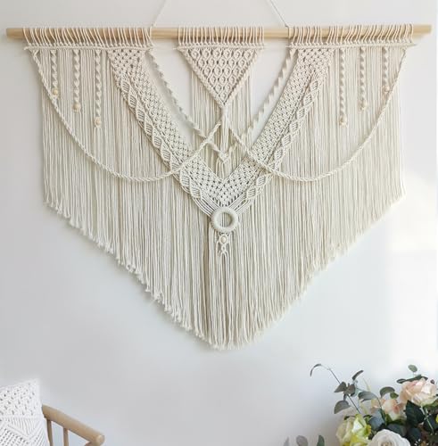 Achart Large Boho Macrame Wall Hanging - Handwoven Cotton Tapestry Decor