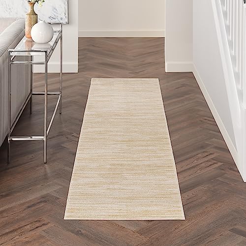 Nourison Essentials Ivory Beige Indoor/Outdoor Area Rug - Easy Clean, Non-Shedding, 8'x10' Versatile Decor