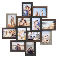 SONGMICS 12-Pack 4x6 Rustic Brown Collage Picture Frames, Glass Front