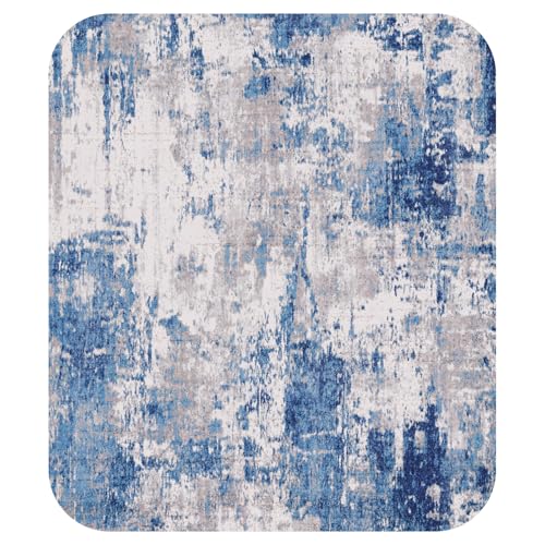 RELEANY Washable Abstract 8'x10' Area Rug, Non-Slip Soft Low-Pile Carpet, Blue-Gray