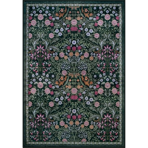 Large 8x10 Floral Washable Area Rug - Vintage Boho, Soft, Non-Slip, Stain Resistant