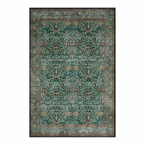 Vintage Boho Washable Faux Wool Rug, Non-Slip Low Pile, Taupe/Grey
