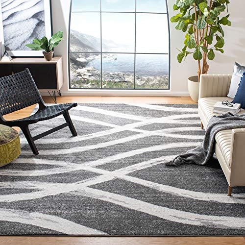 SAFAVIEH Adirondack 8x10 Grey Cream Modern Wave Distressed Easy-Clean Area Rug