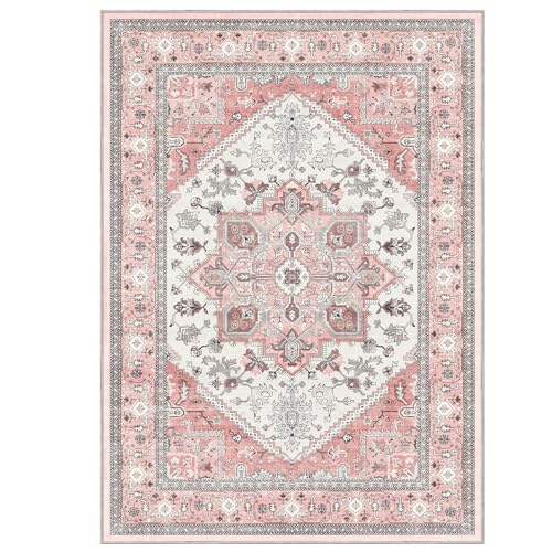 Luxurious Soft Faux Cashmere 5x7 Area Rug - Washable, Non-Slip, Low Pile