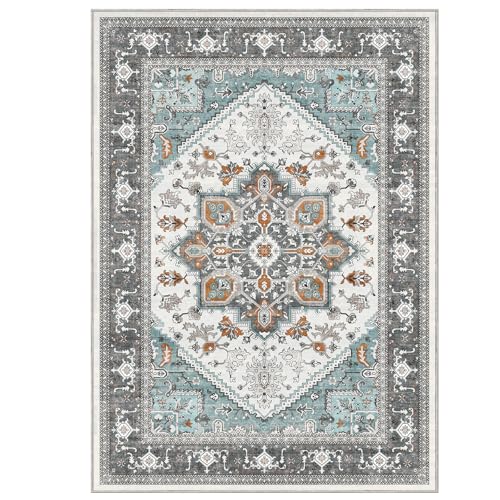Luxurious Soft Faux Cashmere 5x7 Area Rug - Washable, Non-Slip, Low Pile