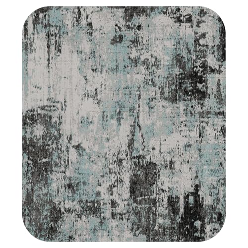 RELEANY Washable Abstract 8'x10' Area Rug, Non-Slip Soft Low-Pile Carpet, Blue-Gray