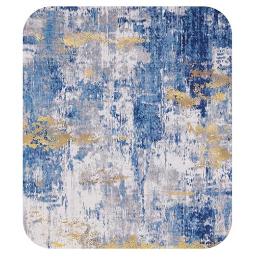 RELEANY Washable Abstract 8'x10' Area Rug, Non-Slip Soft Low-Pile Carpet, Blue-Gray