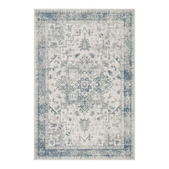 Rugxara Vintage Boho Washable Area Rug 5x7, Light Blue Grey, Non-Slip, Low Pile