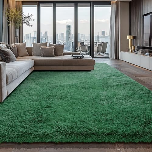 Boshengya Ultra Soft Fluffy Shag Area Rug, Tie-Dye Grey, Cozy Bedroom Living Room