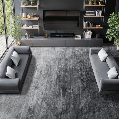 Premium Washable 8x10 Area Rug: Stain-Resistant, Non-Slip, Durable, Ultra-Thin Black