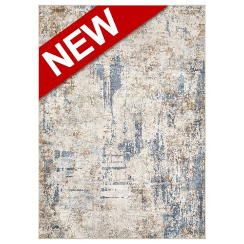 LOONGRUG Washable Abstract Gray Gold Area Rug: Soft, Stain-Resistant Non-Slip 5x7
