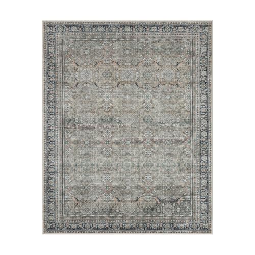 Luxury Washable Faux Wool Area Rug: Ultra Soft, Non-Slip Vintage Print