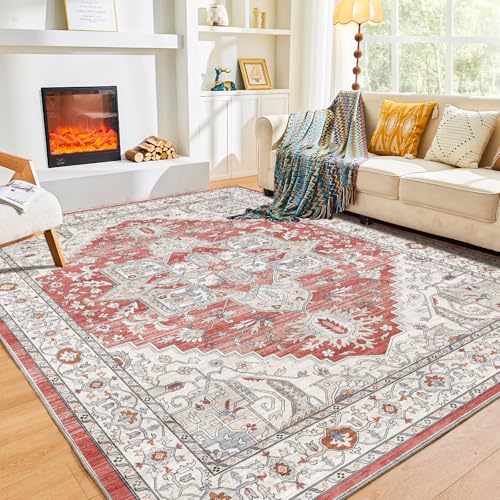 Luxurious Soft Faux Cashmere 5x7 Area Rug - Washable, Non-Slip, Low Pile