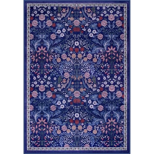 Large 8x10 Floral Washable Area Rug - Vintage Boho, Soft, Non-Slip, Stain Resistant