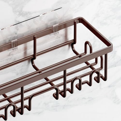Veken 6-Pack Rustproof Adhesive Shower Caddy - No Drill Wall-Mounted Bathroom Organizer