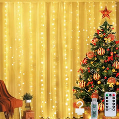 Minetom Dimmable Warm White USB Powered 300 LED Fairy Curtain Lights Remote