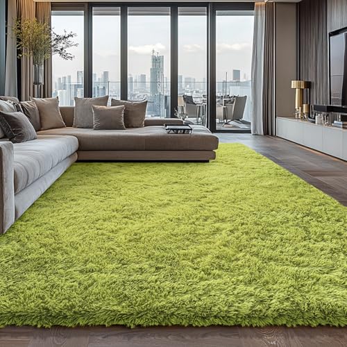 Boshengya Ultra Soft Fluffy Shag Area Rug, Tie-Dye Grey, Cozy Bedroom Living Room